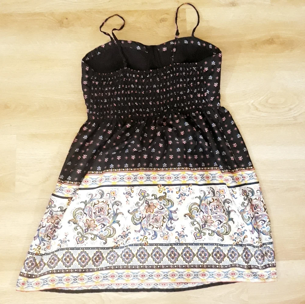 It's Pink Boho Floral Print Sundress - Size Large Black Paisley Mini Dress - Picture 7 of 8